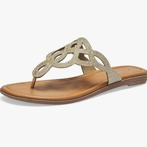 CentroPoint Women's Rhinestone Flat Sandals Gladiator Slip On Summer Slides